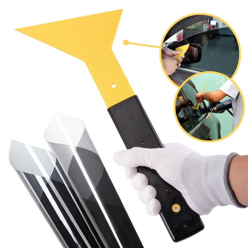 EHDIS Window Tint Squeegee Long Handle Scraper Tool Triangle Slim Foot Tinting Squeegee Windshield Snow Frost Ice Removal Tool for Cars Trucks Window Film Installation Applicator Tool - Image 4